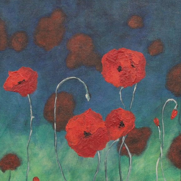 Red Poppies (Flowers) 16x12 acrylic painting - Picture 2 of 11